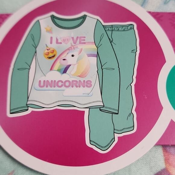 Emoji I Love Unicorns Fleece Pajamas, NWT, 10/12 - Picture 2 of 4